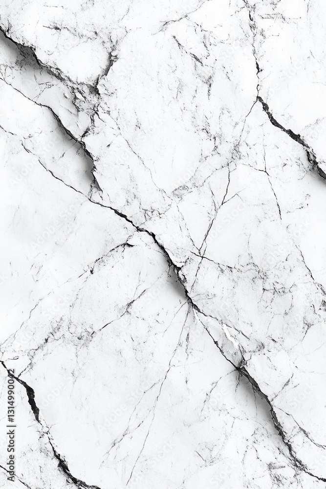 Fototapeta premium Elegant white marble stone texture with intricate cracks and fissures creating a sophisticated backdrop for modern design projects