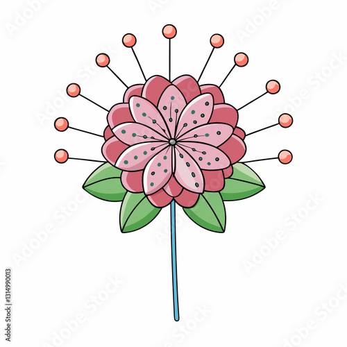 vector illustration of a pincushion flower