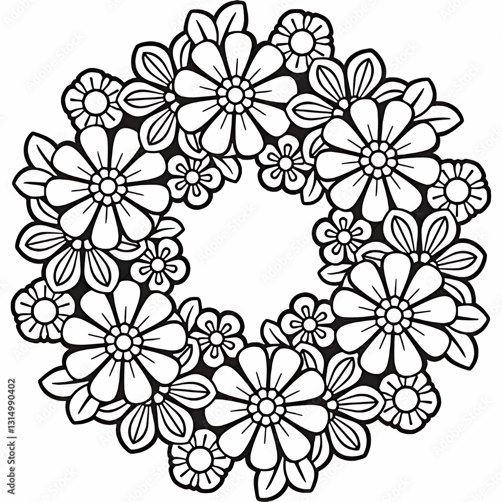 Easy and Simple mandala with triangles,abstract floral elements, meditative flower motif and Vintage monochrome element for coloring pages and design. Easy and Simple mandala with triangles,abstract floral elements, meditative flower motif and Vintage monochrome element for coloring pages and design.