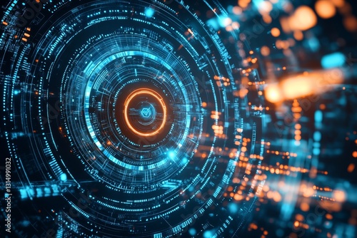 Wallpaper Mural Futuristic Abstract Digital Background with Circles and Lights Torontodigital.ca