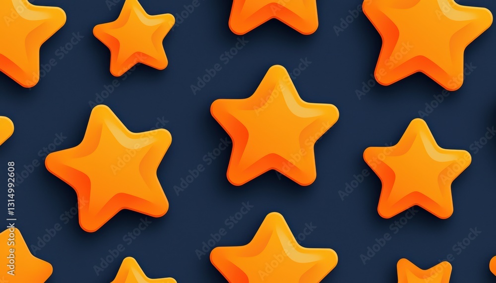 A vibrant pattern of orange stars against a dark blue background, creating a playful and energetic visual appeal. A vibrant pattern of orange stars against a dark blue background, creating a playful and energetic visual appeal.