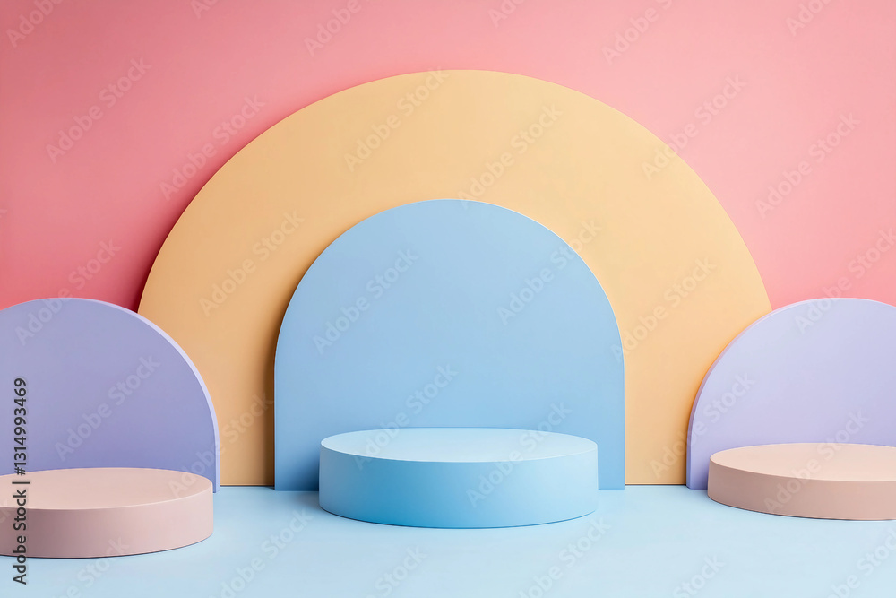 Minimal colorful podium and scene with 3d render vector in abstract background ai generative Minimal colorful podium and scene with 3d render vector in abstract background ai generative