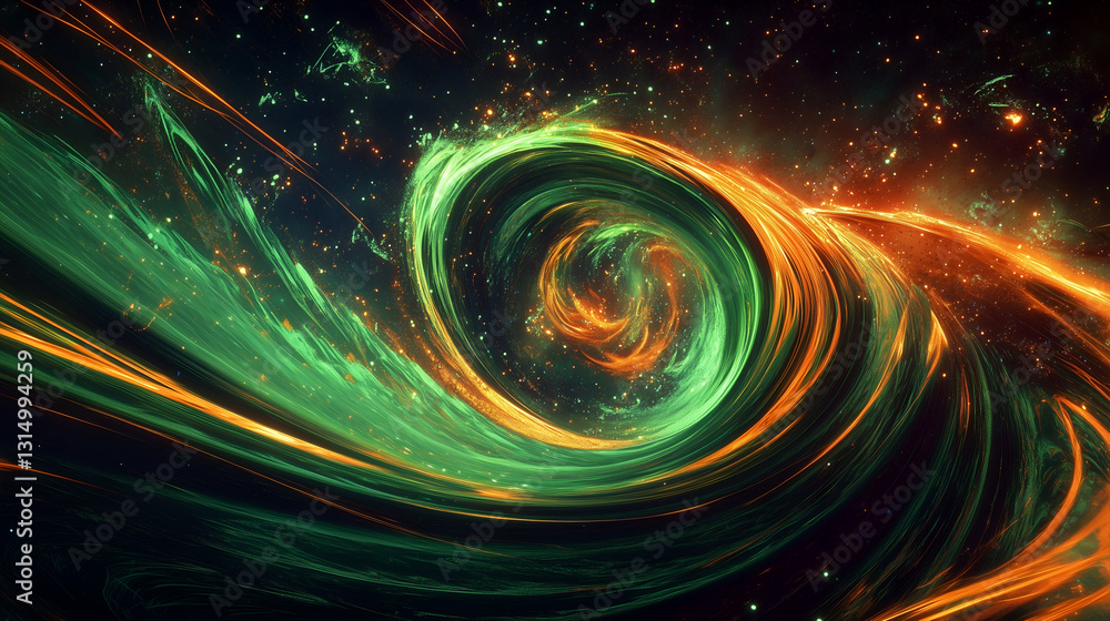Obraz premium Abstract Colorful Swirling Wave in Space – Dynamic Digital Artwork