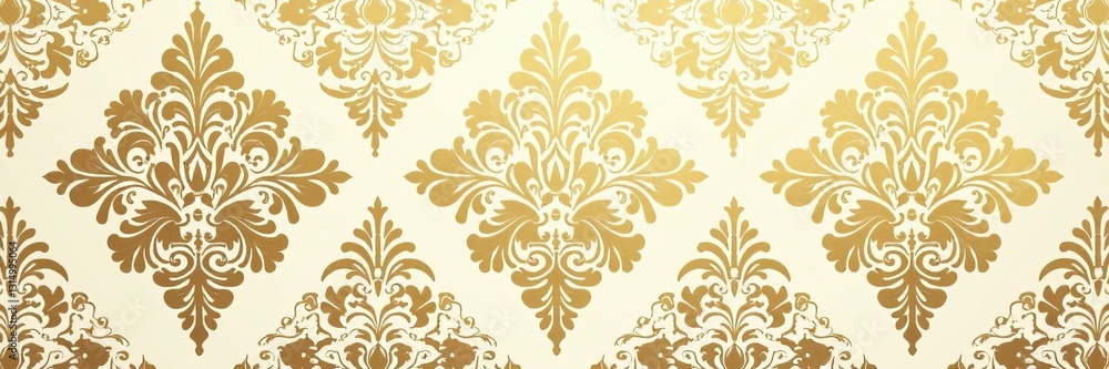 Intricate damask pattern with elegant floral motifs in shades of gold and cream, elegant, seamless, damask Intricate damask pattern with elegant floral motifs in shades of gold and cream, elegant, seamless, damask