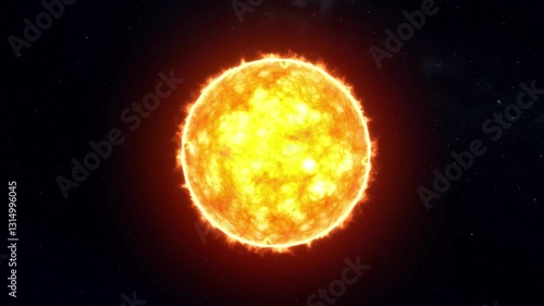 Glowing sun in space