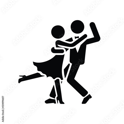 dance icon, couple dancing, stickman isolated, stick figure human silhouettes, waltz illustration