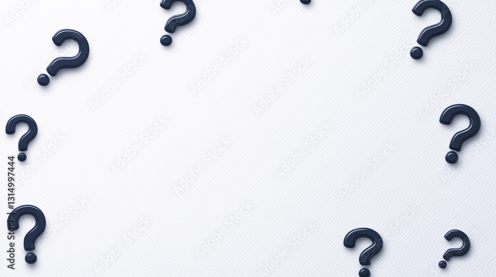 Naklejka premium Multitude of white question marks on dark background