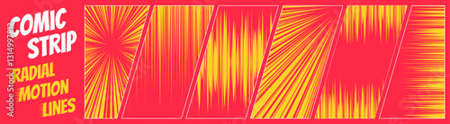 Anime speed lines with fast moving burst effect set. Radial acceleration streaks with strong glowing effect. Perfect for manga, comics and action packed themes.