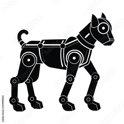 AI controlled robotic dog walker flat vector with white background