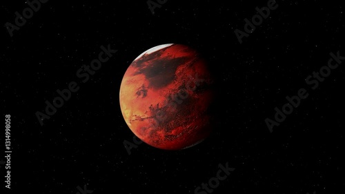 3d Mars planet rotating