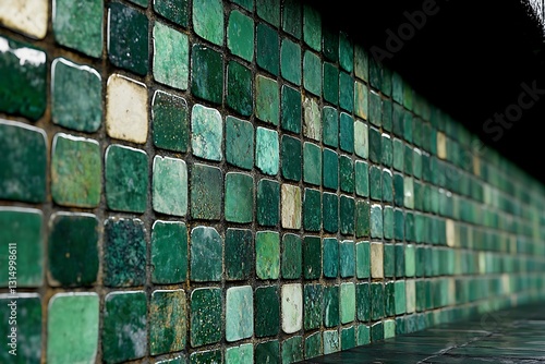 Elegant surface texture of green tile background for artistic concept