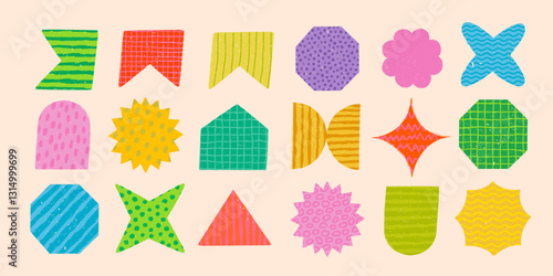 Modern abstract geometric shapes with simple patterns and texture. Y2K abstra...