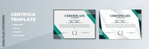 Modern certificate template design, A4 size, geometric background, ready to print
