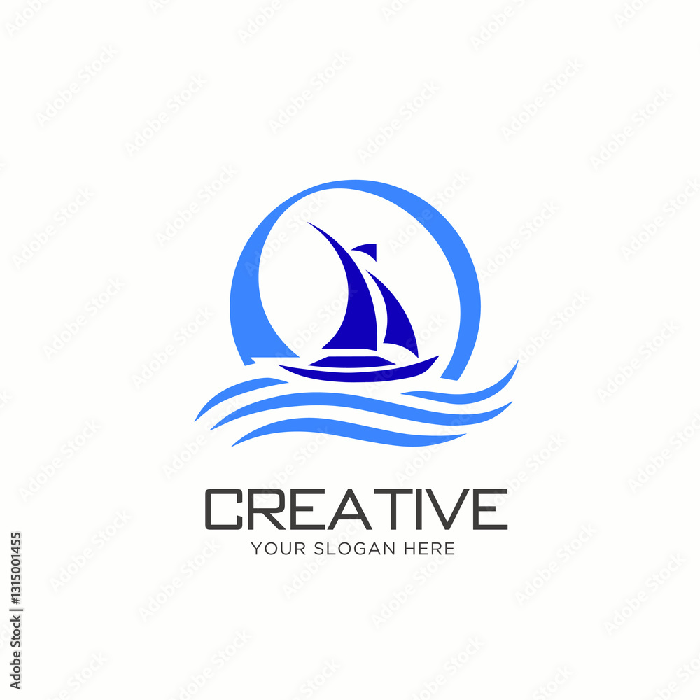 Fototapeta premium Yacht Vector Logo Design. Sailing Boat Logo Design