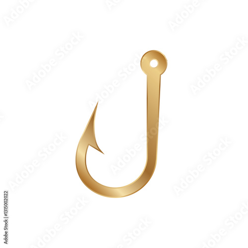 An elegant gold fish hook with a sharp point, ideal for fishing enthusiasts seeking reliable tools.