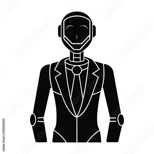 AI powered humanoid assistant flat vector with white background