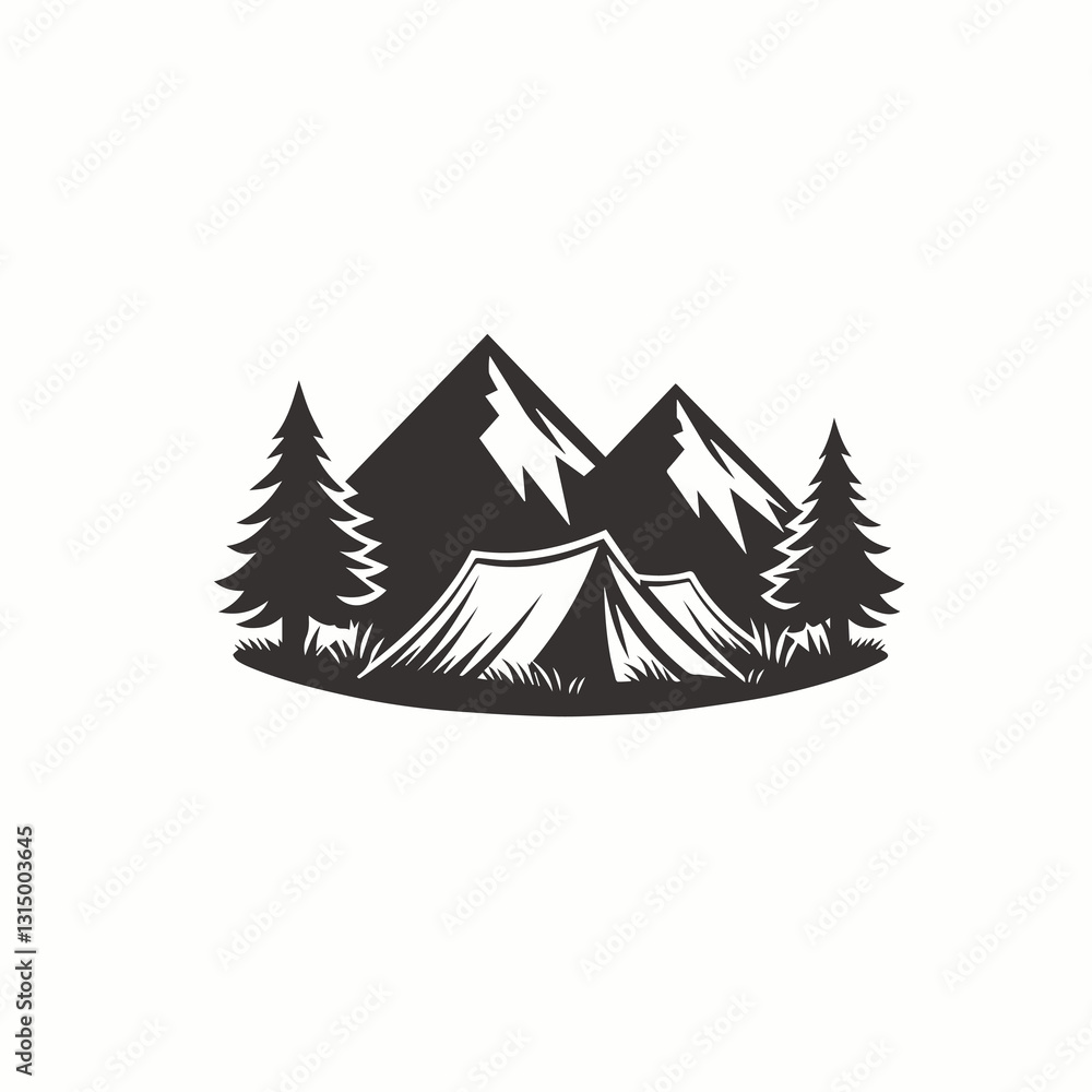 Obraz premium Nature Camping in mountains logo design