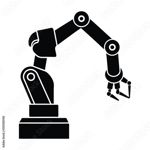 AI powered robotic arm reaching out flat vector on white background
