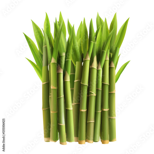 2D flat vector illustration green bamboo shoots in spring icon isolated on a white background.

