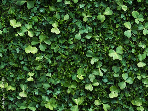 Seamless Pattern - Lush meadow with clovers and greenery, a vibrant carpet of natural beauty.