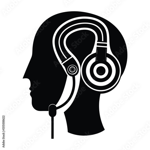 AI powered translator earpiece flat vector with white background