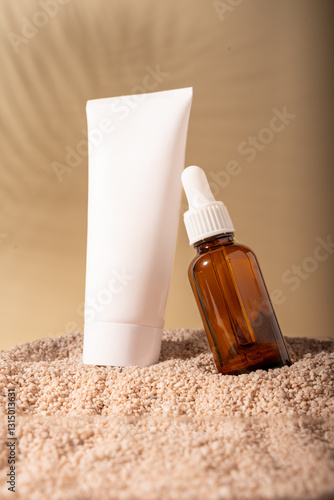 cosmetic cream and bottle