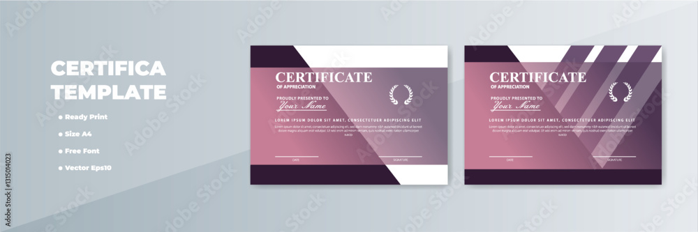Fototapeta premium Printable A4 certificate templates; geometric background