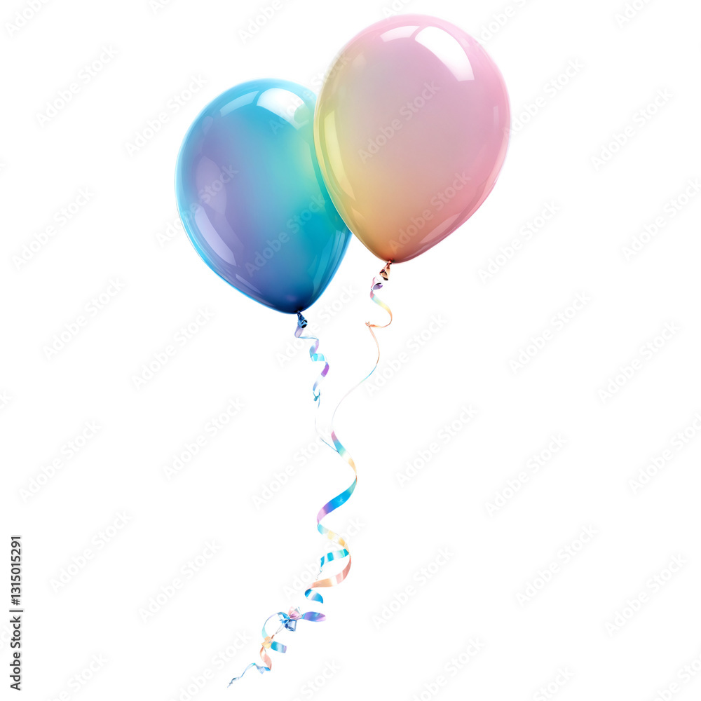 Pastel Gradient Balloons with Streamers on a transparent background Pastel Gradient Balloons with Streamers on a transparent background