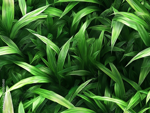 Seamless Pattern - Lush green foliage creating a dense, vibrant natural tapestry of pointed leaves
