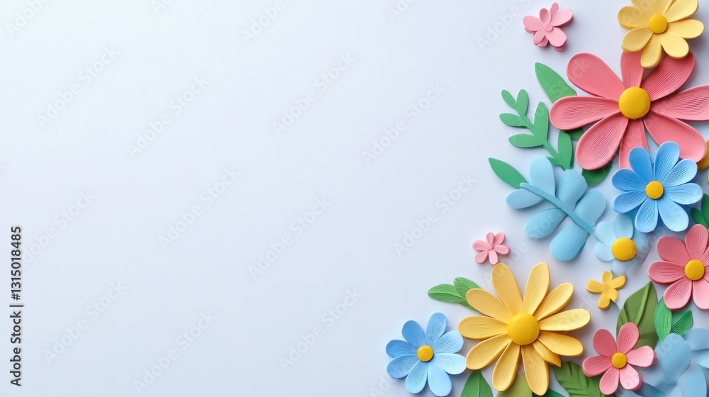 Naklejka premium Beautiful background template made of Spring flowers.