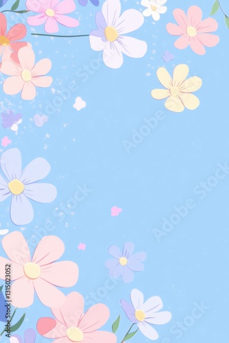 Beautiful background template made of Spring flowers.