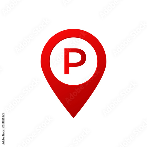 Free Download Simple red parking icon with a bold letter p in the center, designed within a rounded pin shape. - GFXLoad