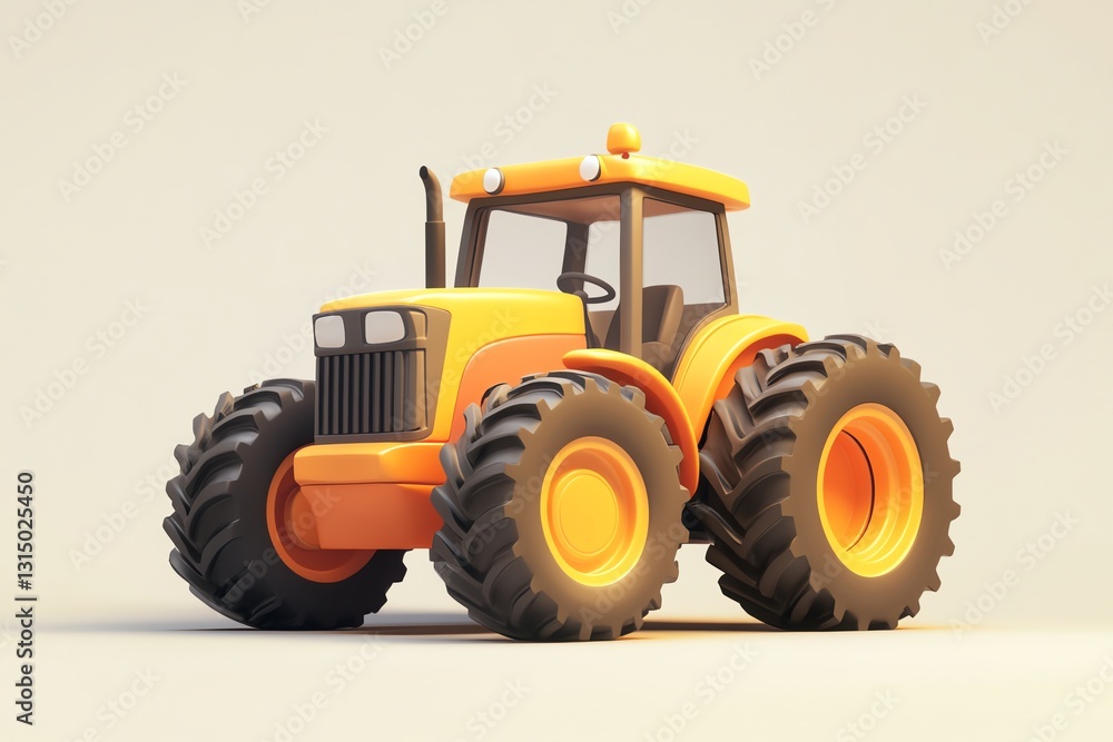 Obraz premium Stylized Orange Tractor Illustration on White Background Perfect for Children