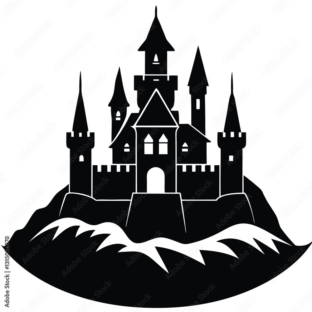 Obraz premium halloween castle vector illustration