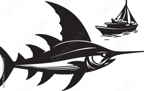 Majestic Swordfish in Motion – Ocean Wildlife Vector Illustrationtrator Artwork