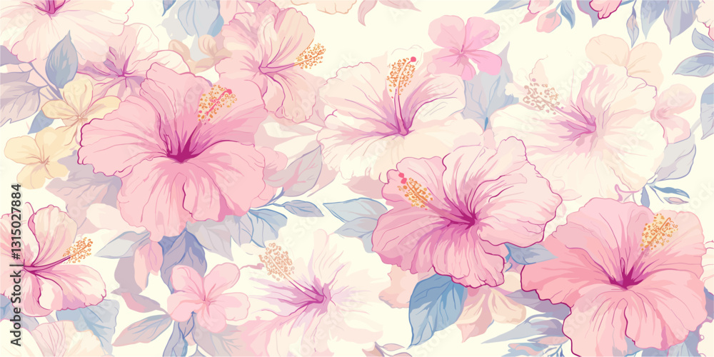 Flat floral icons set: hibiscus and exotic flower vector art. Flat floral icons set: hibiscus and exotic flower vector art.