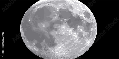 Flat lunar icons set featuring detailed moon phases in vector style.