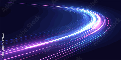 Dynamic light trails in motion: flat vector energy icons set.