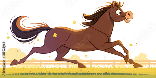 Flat style horse icons set - energetic running horse vector animation.