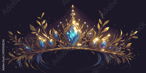 Elegant flat icons set of a royal crown with jewels and ornate details - vector style.