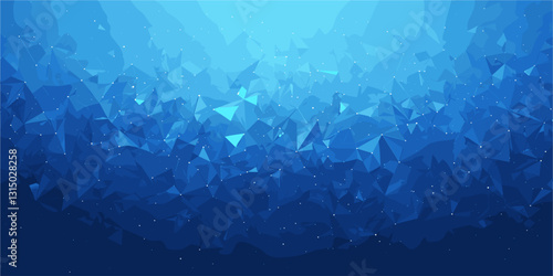 Abstract geometric background - low poly art in blue, flat style vector.