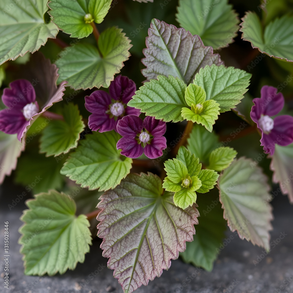 Korean Perilla (Perilla frutescens) A leafy herb with aromatic purple or green leaves that is commonly used in Korean cuisine Korean Perilla (Perilla frutescens) A leafy herb with aromatic purple or green leaves that is commonly used in Korean cuisine