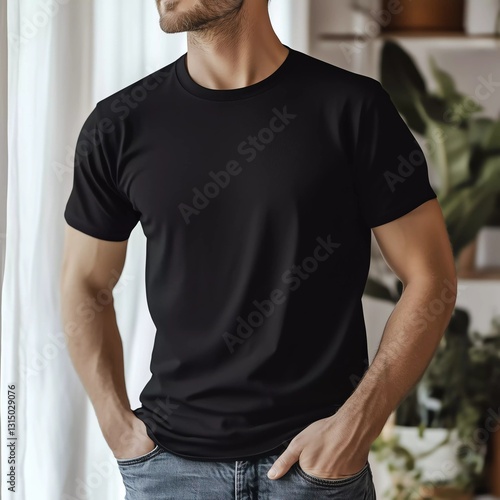 Men’s Black T-Shirt Mockup – Ideal for Print Designs & Branding