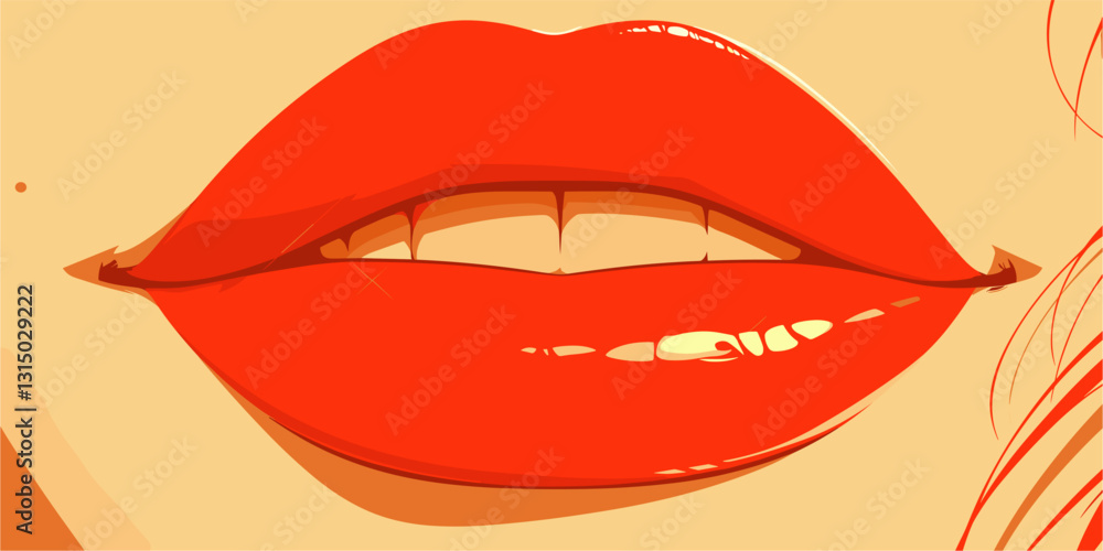 Flat icons set featuring glossy red lips in vector style. Flat icons set featuring glossy red lips in vector style.