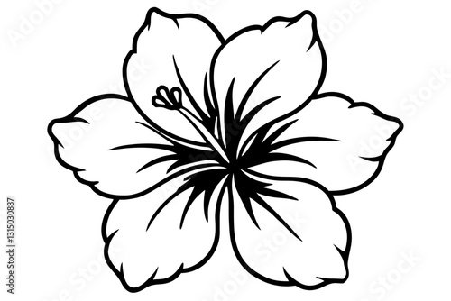  1315030887 - Original name(s): A tropical red hibiscus flower with five broad petals and a protruding stamen, presented in a clean vector style on a white background (20)
