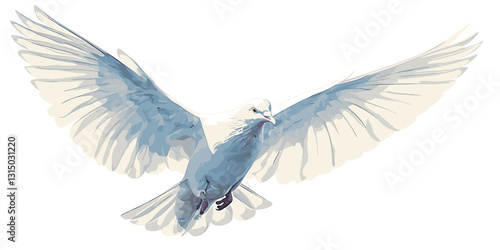 Flat dove icons set – vector design of peaceful birds with outstretched wings.