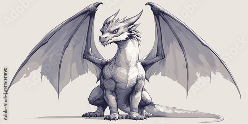 Fantasy dragon vector icons set in flat style with majestic reptilian creatures.