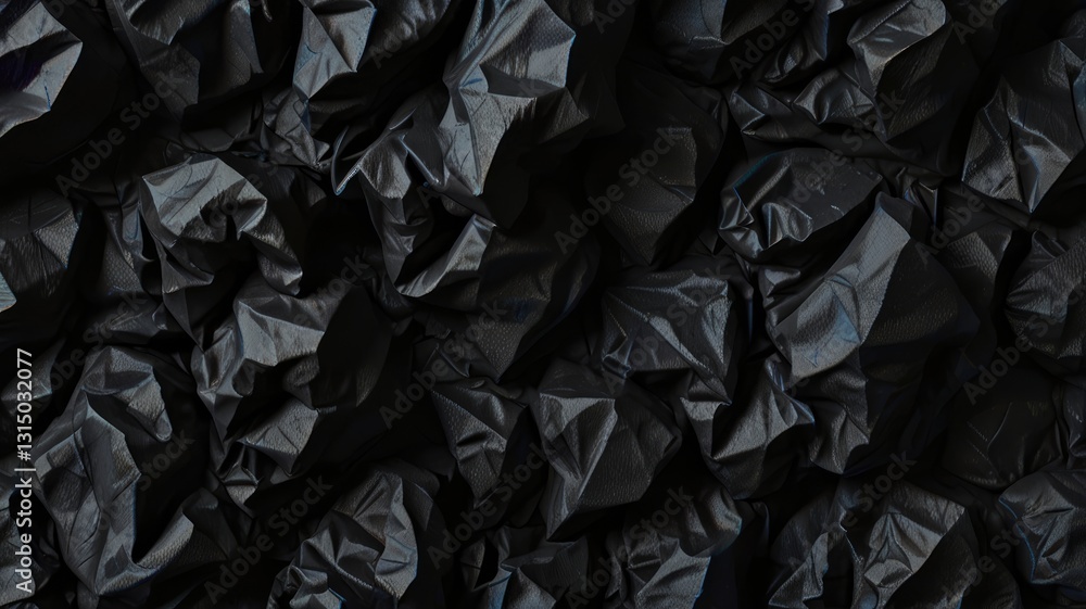 A Shadowy Abyss Of Crumpled Black Fabric, A Dark And Textural Landscape Of Folded Forms In Deep Monochrome A Shadowy Abyss Of Crumpled Black Fabric, A Dark And Textural Landscape Of Folded Forms In Deep Monochrome