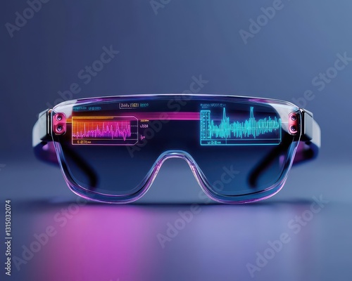 Smart glasses with an AR fitness display, futuristic and minimal healthtracking concept photo