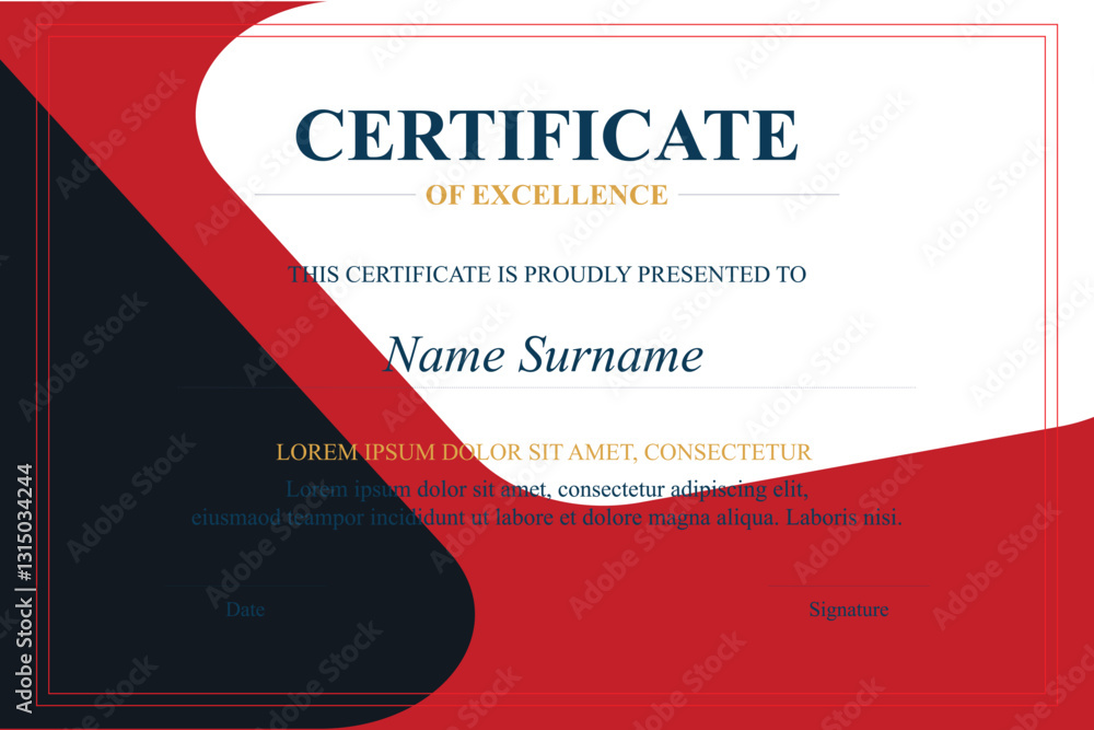 Fototapeta premium Red-black certificate of excellence template (2)